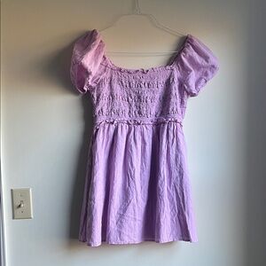 American Eagle Outfitters Lavender Smocked Puff Sleeve Dress